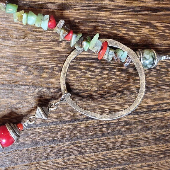 Vintage Vtg Native American Navajo Unakite Nugget Adjustable Length Necklace - Picture 3 of 13